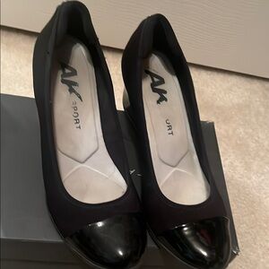 Anne Klein Sport Black Flats with Glossy Toe